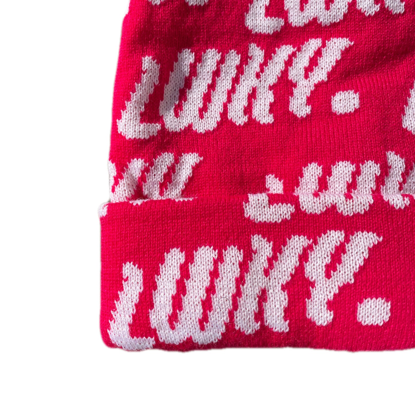 ALL OVER LWKY BEANIE (PINK/WHITE)