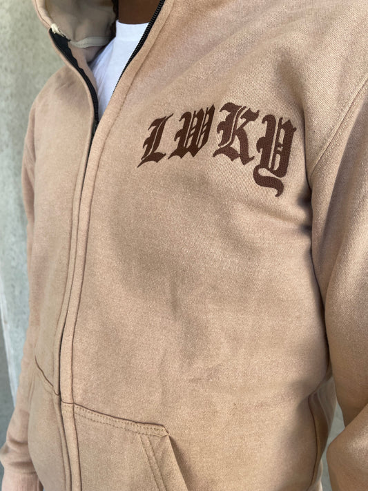 LWKY “OLD ENGLISH“ ZIP UP (TAUPE)